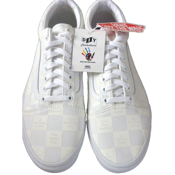 Vans Men's Old Skool DIY Checkerboard True White Canvas Shoes Size 13 NIB - Picture 2 of 5